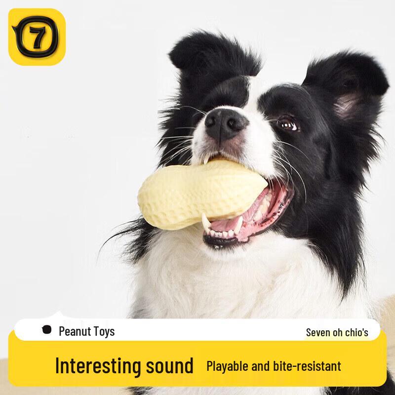 Qio Durable Rubber Peanut Dog Chew Toy
