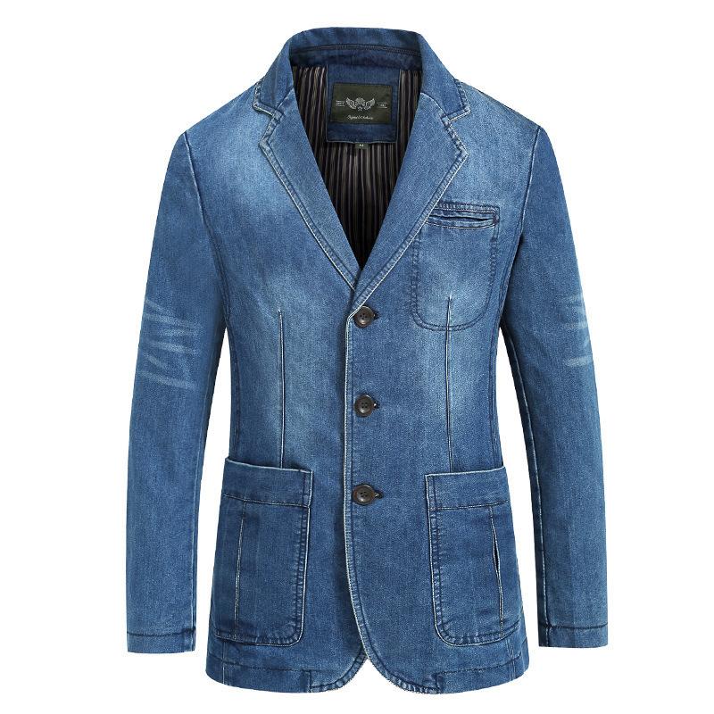 Handsome Men s Denim Suit Men s Cotton Denim Small Suit Slim Large Size Jacket M