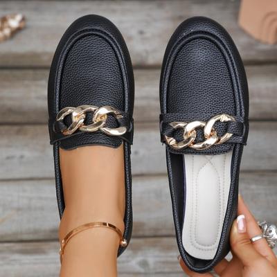 Fashion Spring Autumn New Bean Shoes Female Women Round Head Low Heel Knot Chain Casual Footwear Mother Shoes Lady Loafer