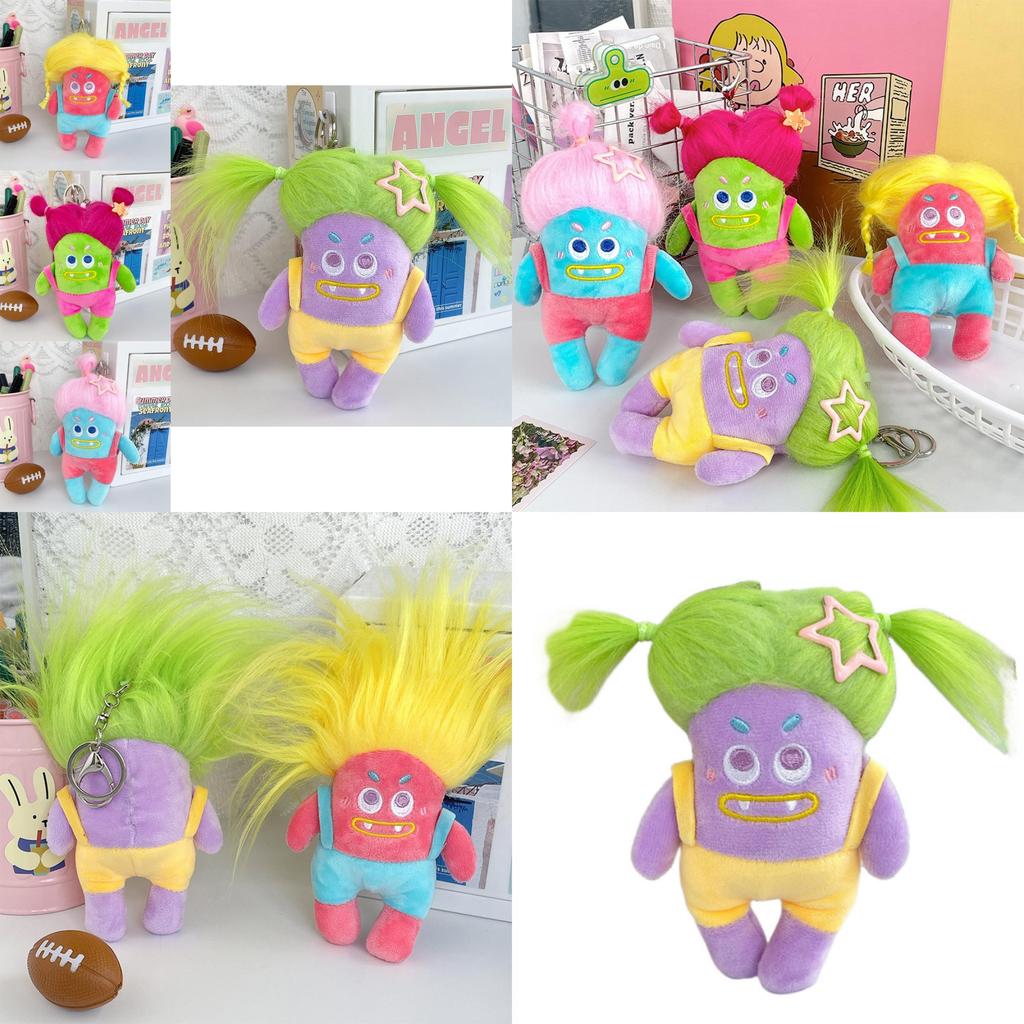Adorable Fluffy Plush Keychain Doll Cute Cartoon Character For Girls And Students