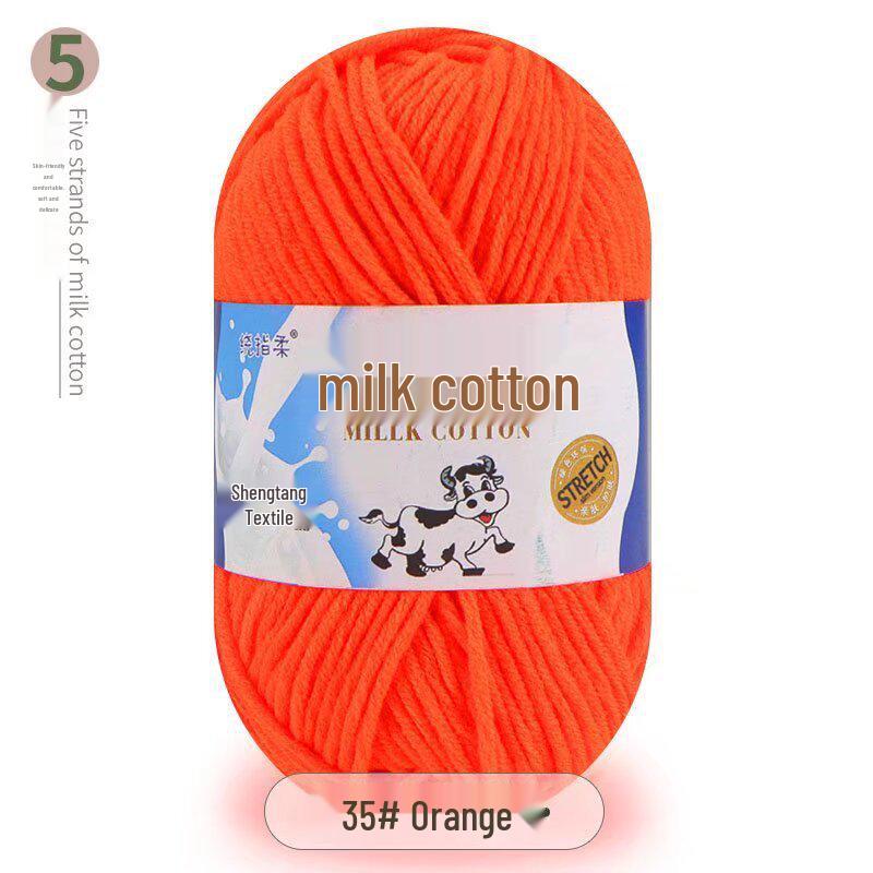 Five-Strand Milk Cotton Yarn for Crochet: Medium-Thick, Hand-Knitted DIY Kit for Dolls, Shoes, Scarves.