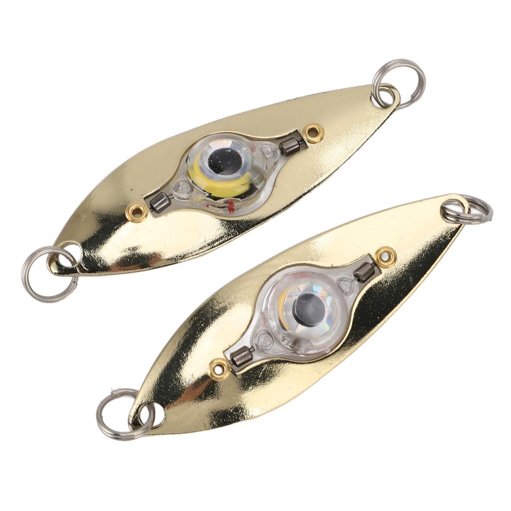 2pcs Fish Eye LED Fishing Lures Lighted Fishing Spoons Underwater Bait Flasher Deep Drop Light for