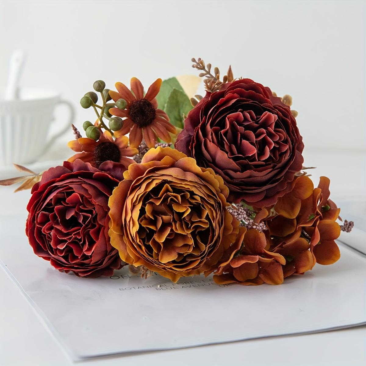 

Outdoor Artificial Persian Peony Rose Bouquet, Realistic Touch Fake Flowers, Suitable for Home Decoration in Vases, Outdoor Garden Decor, Bridal B мандариновый