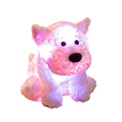 Cute Fluffy Hair Luminous West Highland Dog White Terrier Plushie Soft Puppy Plush Toy Stuffed Lifelike Animal Appease Doll