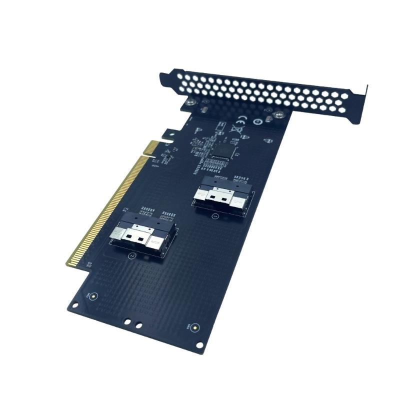Universelle PCIe4.0/5.0-kompatible Erweiterungskarte zur Umwandlung eines X16-Slots in SlimSAS-Schnittstellen für den Anschluss mehrerer Geräte