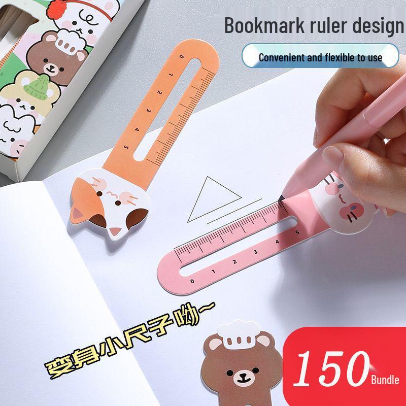 Sada 100 roztomilých studentských pravítek se zvířátky - Kreslený design