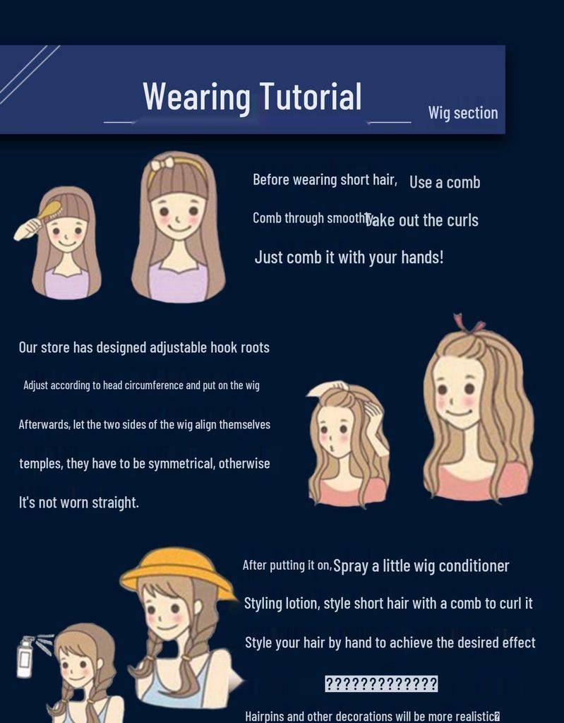 Milchweißes Goldfarbenes Langes Lockiges Haarteil mit Wasserwellen, Mittelscheitel und Acht-Zeichen-Pony - Natürlicher Lolita-Stil Vollhaarteil