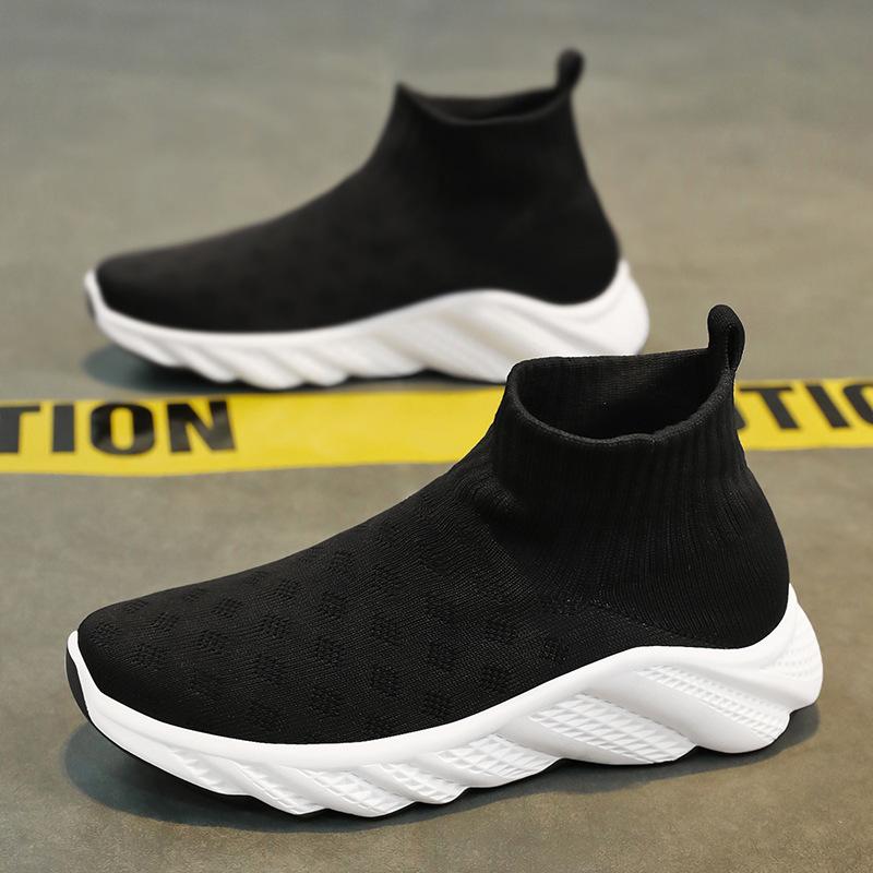 

Large size summer breathable high-top fly-woven shoes men s new running soft-soled casual mesh sports trendy shoes 39
