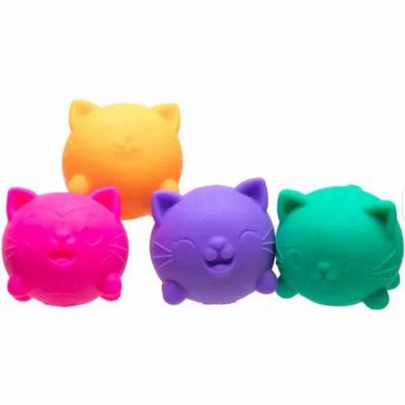 Schylling NeeDoh Cute Mini Cat 4-Pack Squishy Toys Sensory Squeeze Stress Relief Fidget for Kids