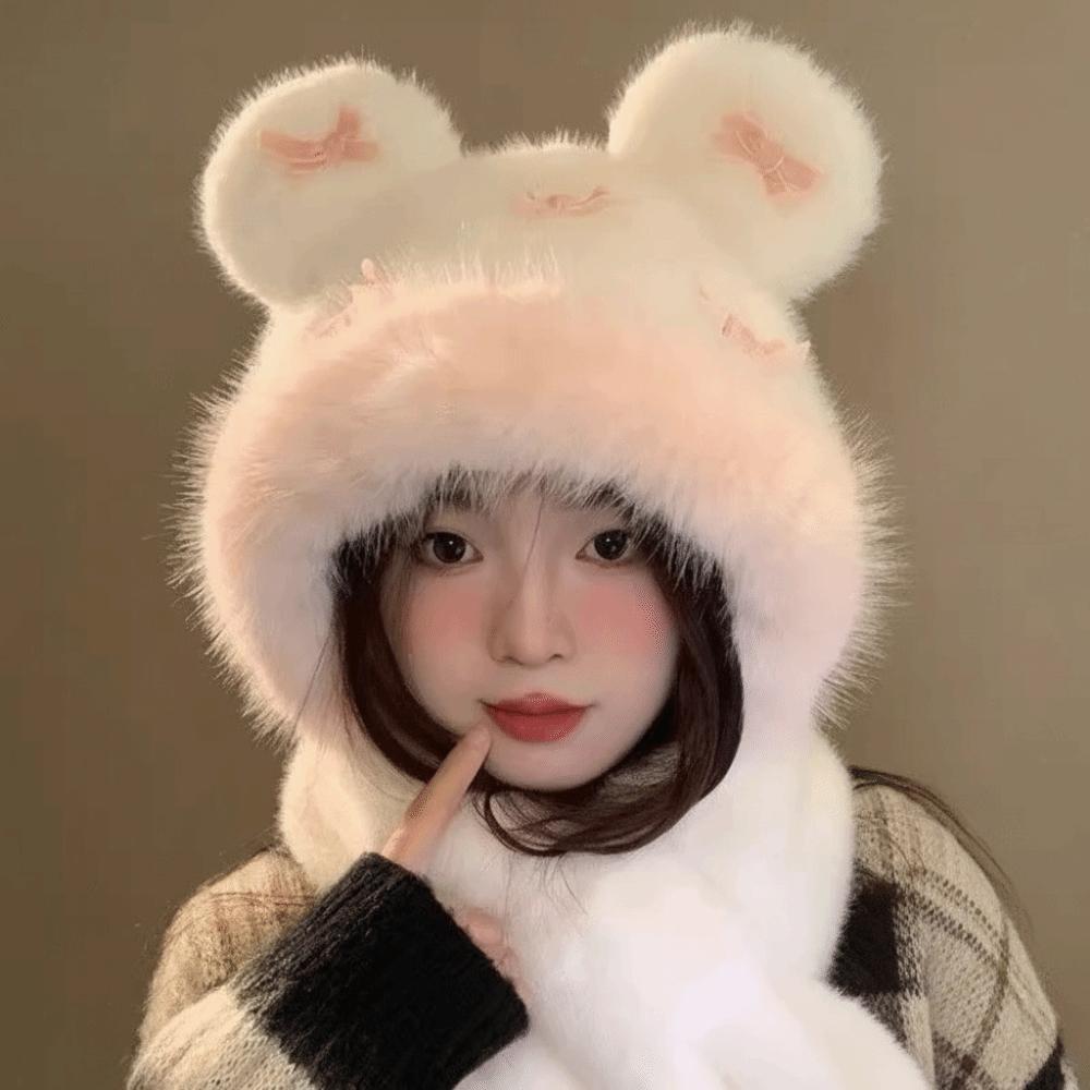 Ear Protection Bow Ear Protection Hat Thickened Lei Feng Cap Balaclava Hat  Female/Girls