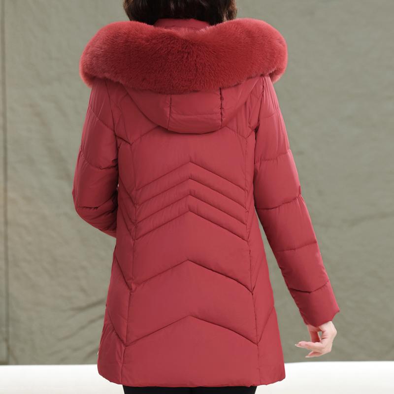 Jachete Femeie de Vârstă Mijlocie Iarnă Mărimi Mari Haine Exterioare cu Glugă Guler din Blană Faux Gros Cald Casual Palton de Iarnă Parkas Femei