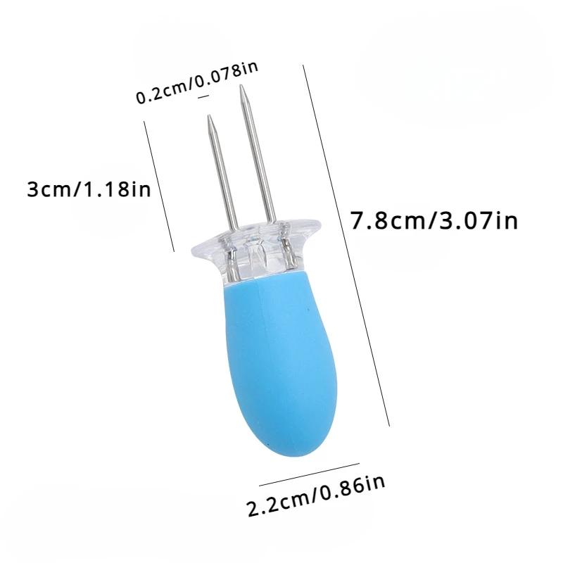 

Stainless Steel Corn Forks with Rubber Handle Corn on The Cob Skewers Kitchen Cooking Tools and BBQ Party Utensils Accessories синій