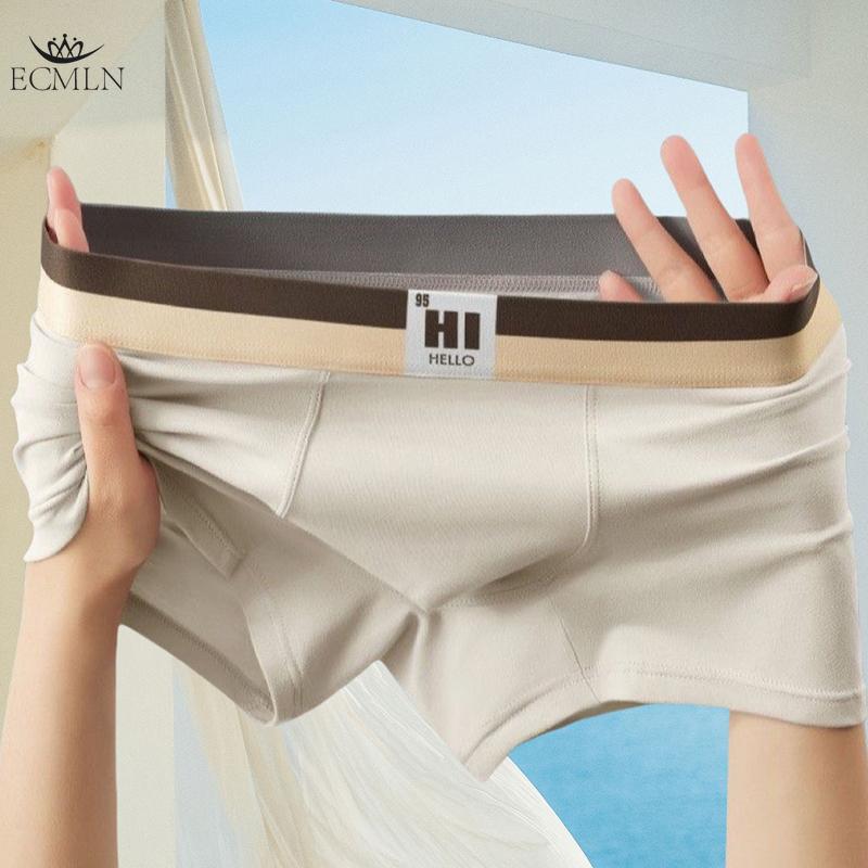 4 PCS Solid Color Men's Underwear Comfortable Breathable Boxer Briefs Soft Skin-friendly Boxer Briefs Mid-Waist Youth Shorts L-3XL