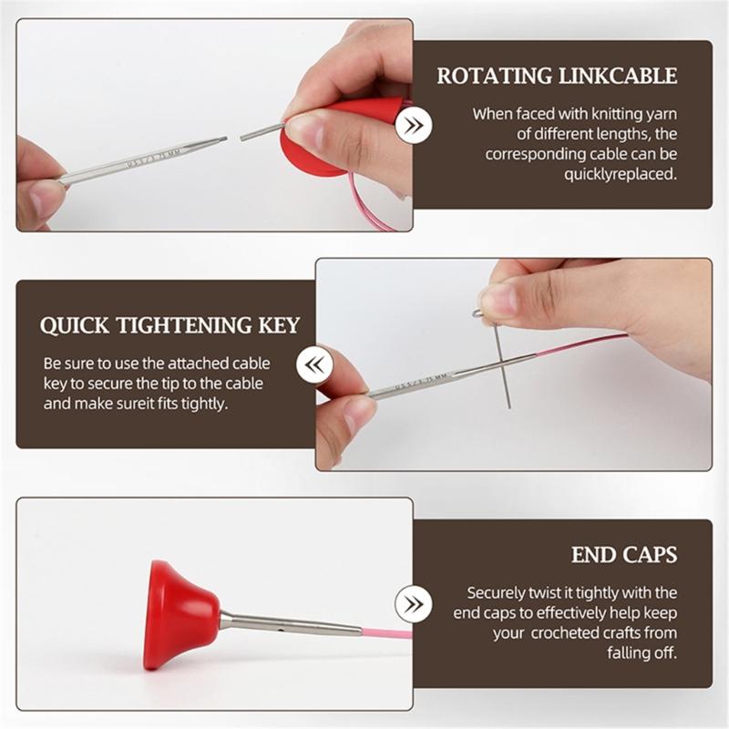 Amanti del Fai-da-te Set di Aghi Esagonali Staccabili a Goccia Tonda in Acciaio Inossidabile per Cucito e Lavoro a Maglia