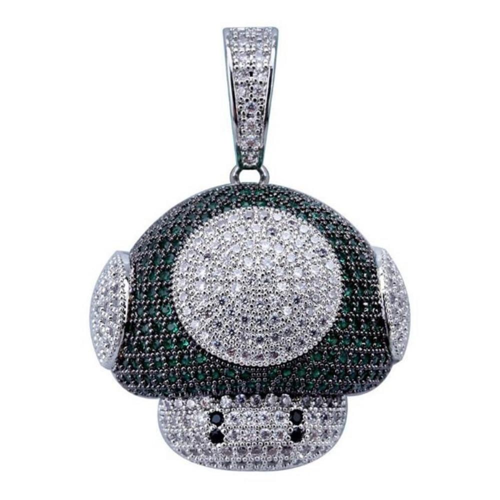 Fashionable Ice Mushroom Necklace and Pendant Copper Bicolor Cubic Zircon Necklace