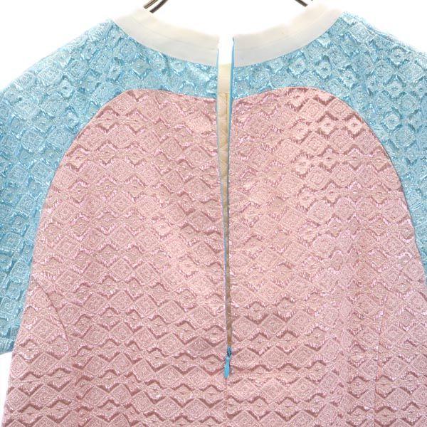 MARNI 2011ss Short sleeve Cut Pink x Light Blue Glitter woven fabric Women Used