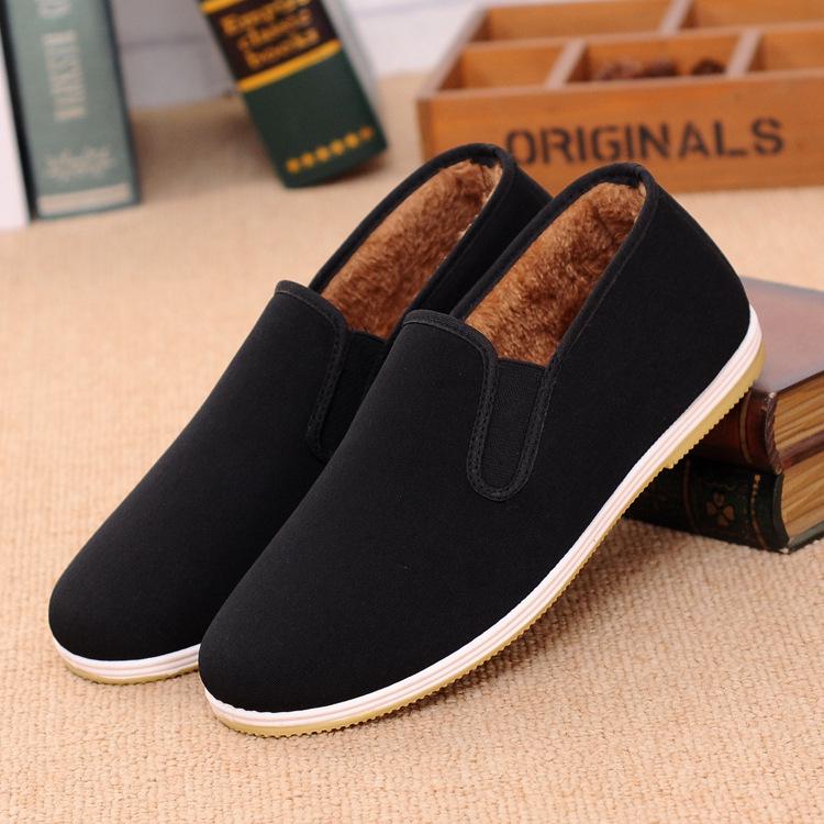 Spring new old Beijing cotton cloth shoes, non-slip breathable cloth shoes, outdoor casual velvet men's shoes 2025