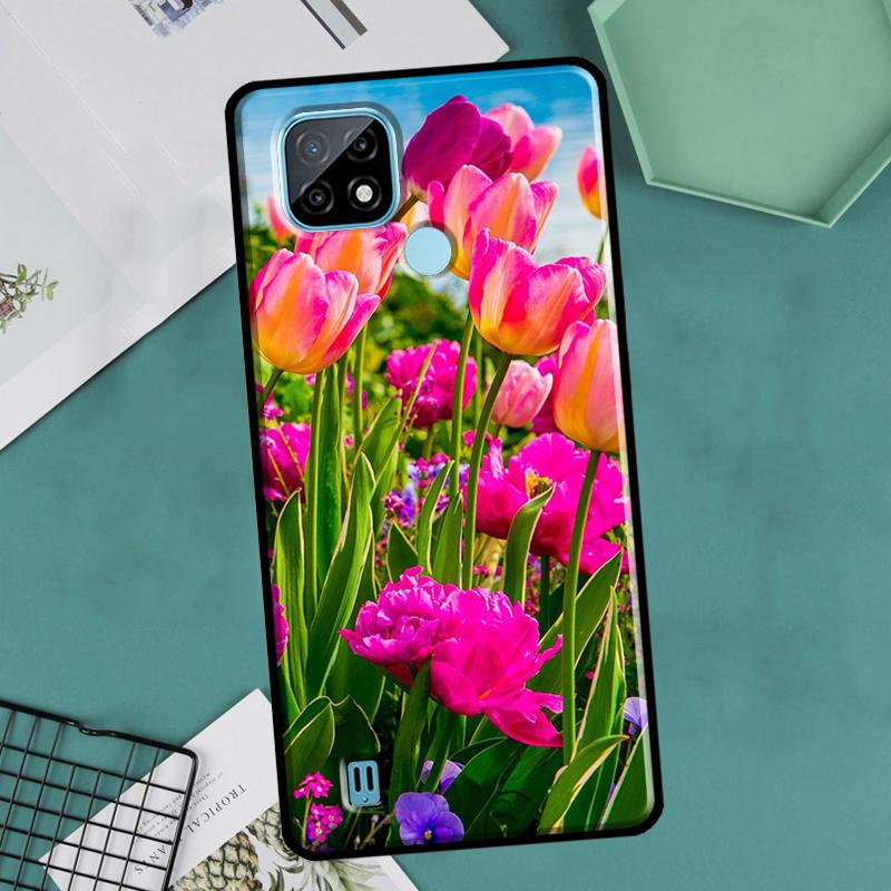 

Spring Tulips Flower For Realme GT Neo 2 3 Master 8i 9i 8 9 Pro Plus C35 Case For OnePlus 9 10 Pro 9R 10R Nord2 Realme 9 5G