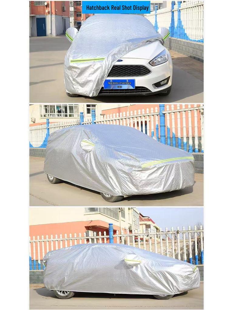 Silver Sunshade Car Cover: Full Protection Against Sun, Rain, and Dust for Sedans and SUVs