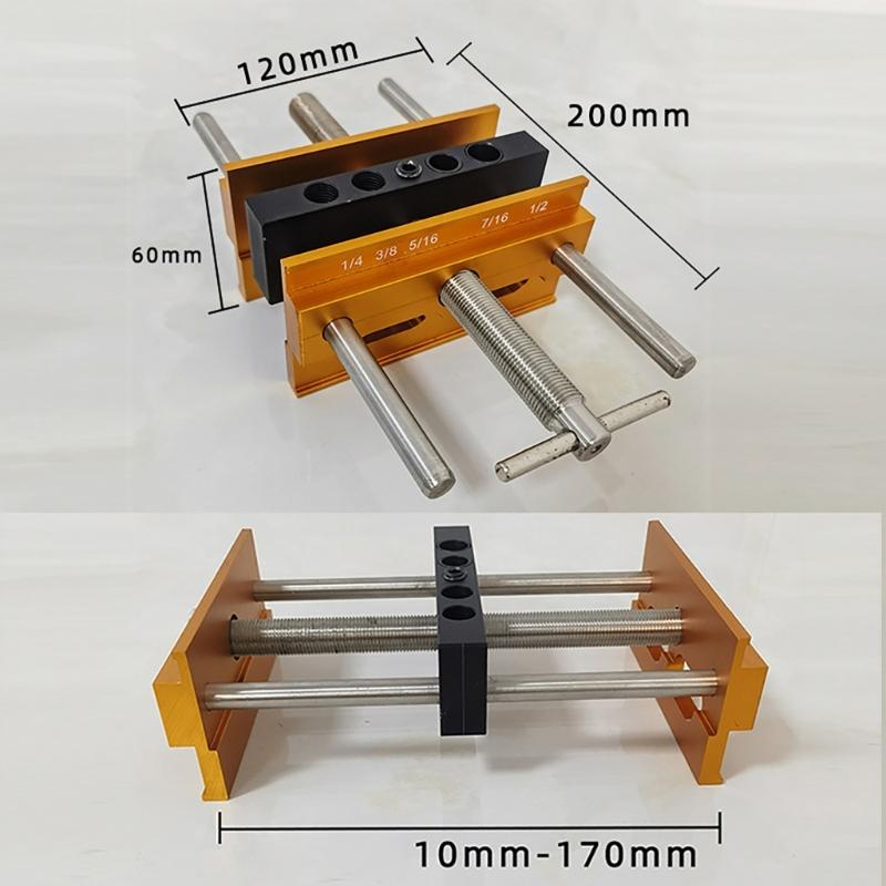 Kits de Gabarits de Tourillons Auto-Centrants Kits de Gabarits de Tourillons à Largeur Réglable pour Ensemble de Jointure de Trous Droits 6 Douilles 3 Tailles de Forets