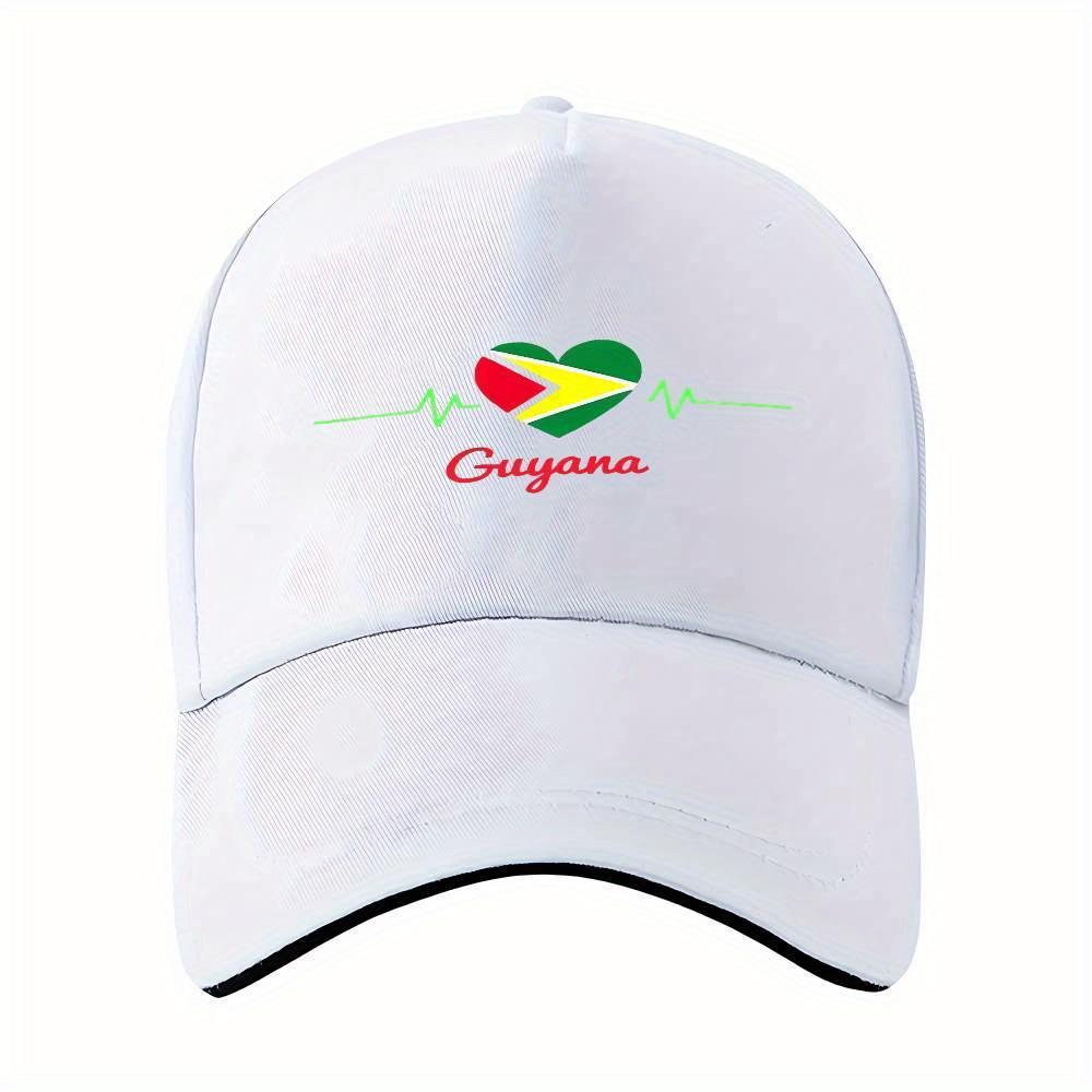 Guyana Flag Heartbeat Baseball Cap Unisex Polyester Patriotic Casual Sports Adjustable Headwear