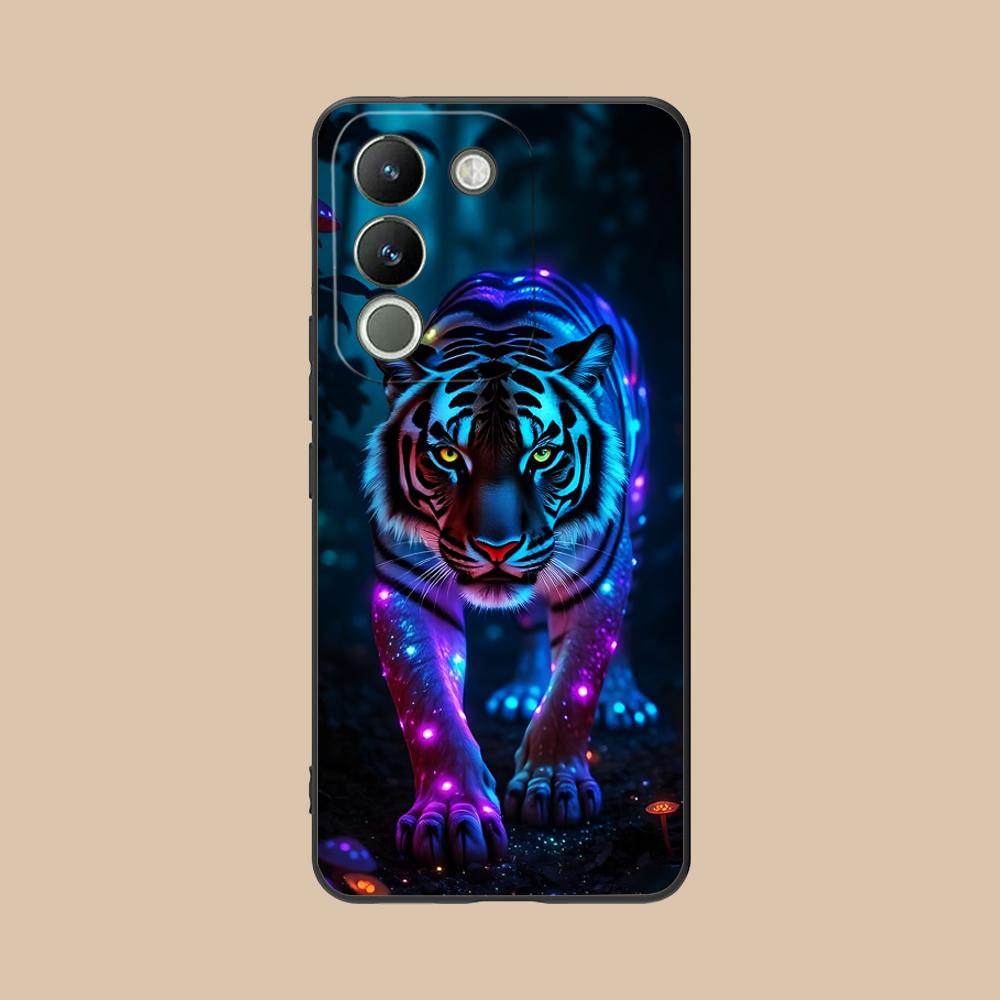Tiger Neon Mobile Cell Phone Case for VIVO V60 V50 V40 V30 V29 V27 V25 V23 Pro Lite 5G Colorful Printing Cover Cover Smartphone