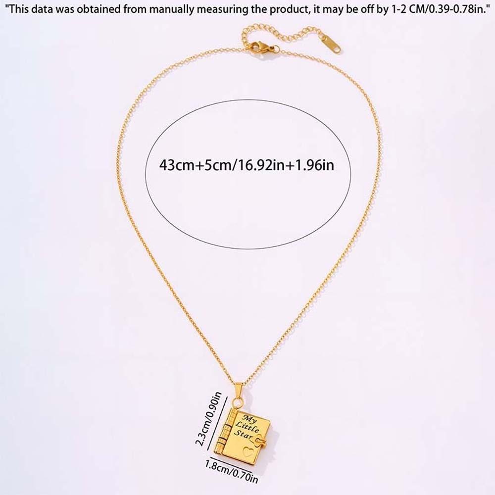 Titanium Steel Opening Book Pendant Stainless Steel Girls Text Locket  Mother's Day