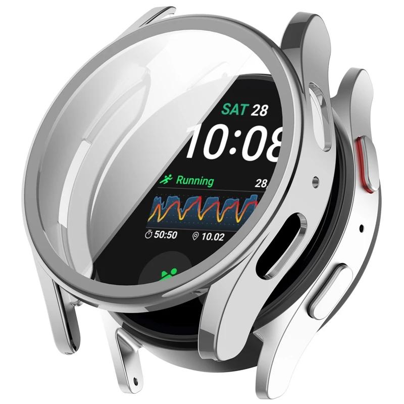 Silikonhülle Glas für Samsung Galaxy Watch 7 40MM 44MM Rundum-Displayschutz Weiche TPU-Schutzhülle Watch7 44mm Hüllen