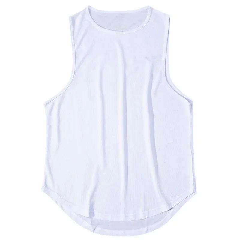 

Muscleguys Summer Gym Tank Tops Mens Ice Silk Quick Drying Breathable Loose Sports Sleeveless T-shirts Running Vests Mesh Fitness Clothing XXL белый
