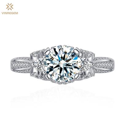 Luxury 100% 925 Sterling Silver 3EX VVS1 D Color Round Cut 6.5MM 1CT Real Moissanite Diamonds Ring Wedding Engagement Fine Jewelry Gifts