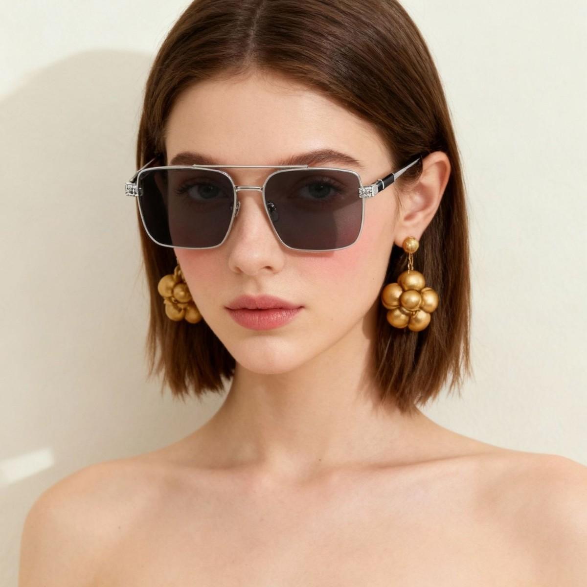 Bai Fen Bai Electronic 3C Women's New Vintage Square Metal Frame Sunglasses Men Brand Rectangle Sun Glasses Oval Eyewear For Male Eyeglasses Cm