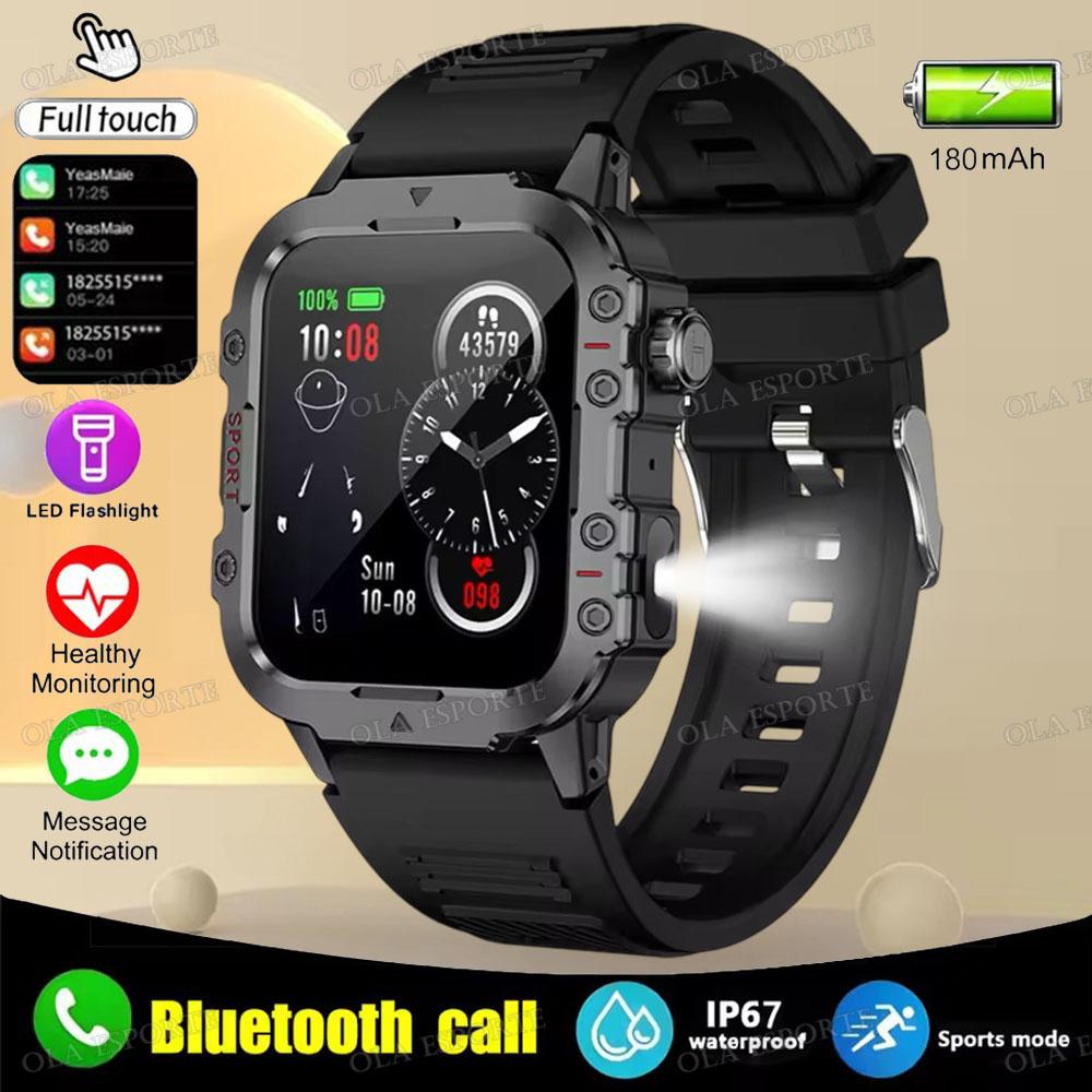 

New Military Smart Watch Men IP67 3ATM Outdoor Sports Fitness Tracker Health Monitoring 1.44 Inch Bluetooth Call Smartwatch чёрный