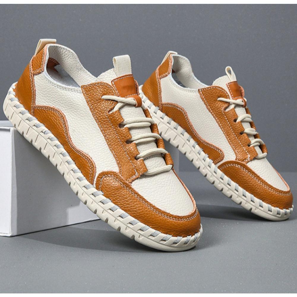 Fashion Leather Casual Shoes Men's Spring Autumn Cowhide Men Breathable and Sweat Absorbing Soft Soled Bean Shoes Mens Loafers Sneakers