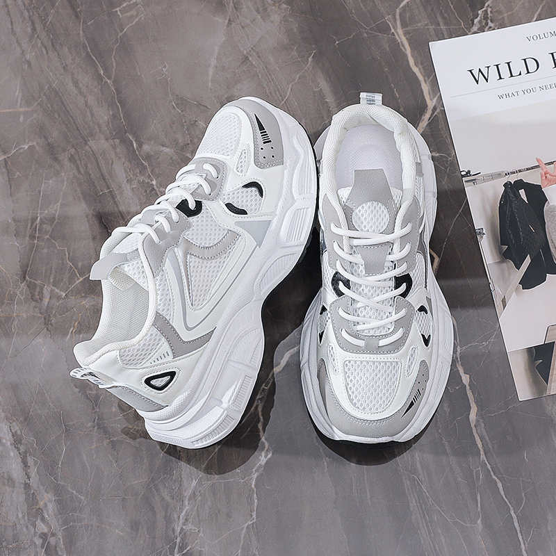 Fashion Ecoleather Thick Heel Sneakers For Women Heels 44 Massive Shoes Sport Vietnam Famous Brands Luxery Styling Original Gym