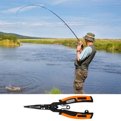 Stainless Steel Fishing Pliers Ergonomic Handle Portable Multifunction Ring Opener PE Line Cutter Hooks Remover Sharpener Fishing Line Scissor