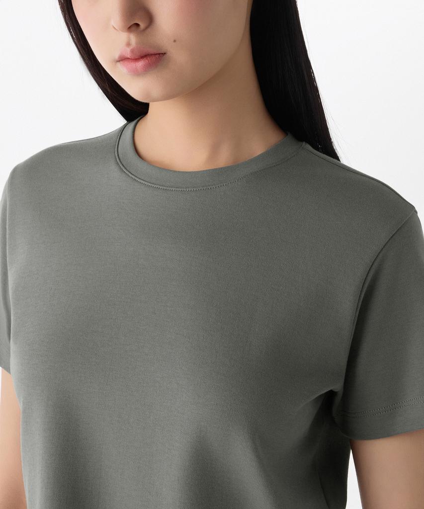 MUSINSA STANDARD WOMAN Women'S Crew Neck Crop T-Shirt [Khaki Gray]