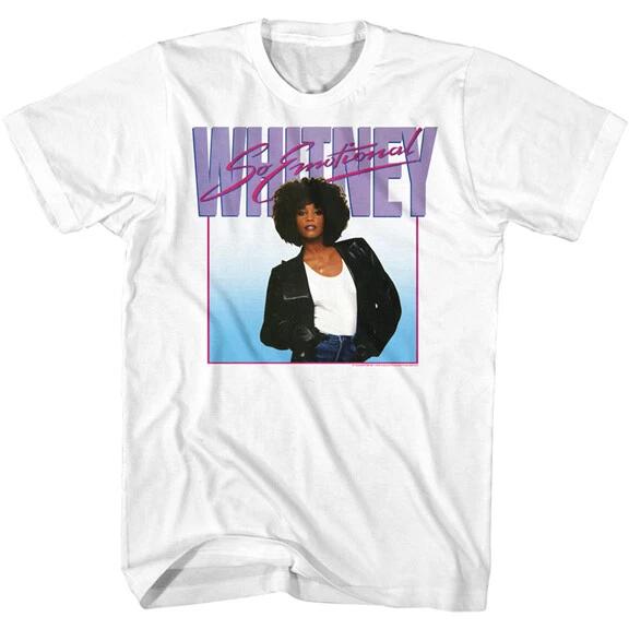 Whitney Houston So Emotional Leather Jacket Men s T Shirt R & B Pop Music Merch S