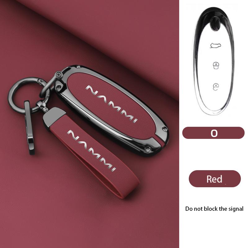 

Zinc Alloy+Leather Car Key Case Cover Shell For Dongfeng Nammi 01 New Engery High Level Keychain Protective Accessories