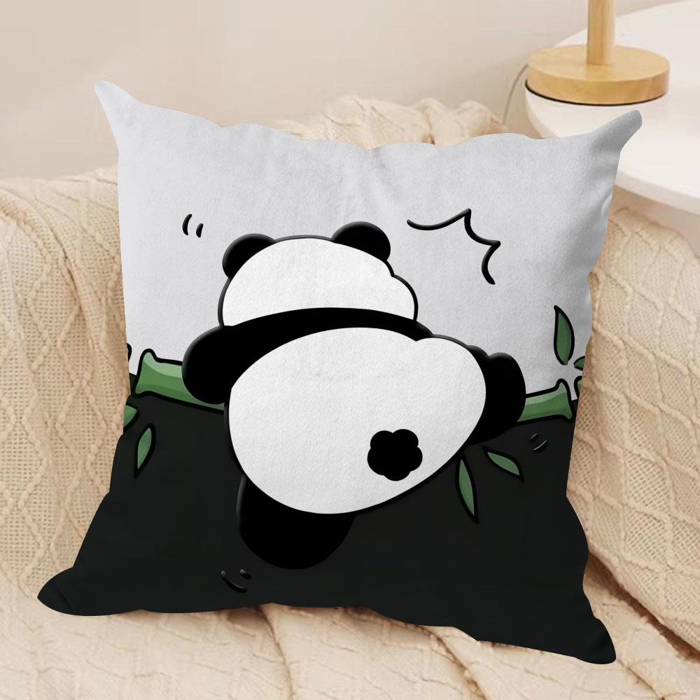Lovely Panda Cushion Cover Soft Plush Fabric DoubleSided Printed Sofa Cushion Cover for All Seasons Home Decor Gift
