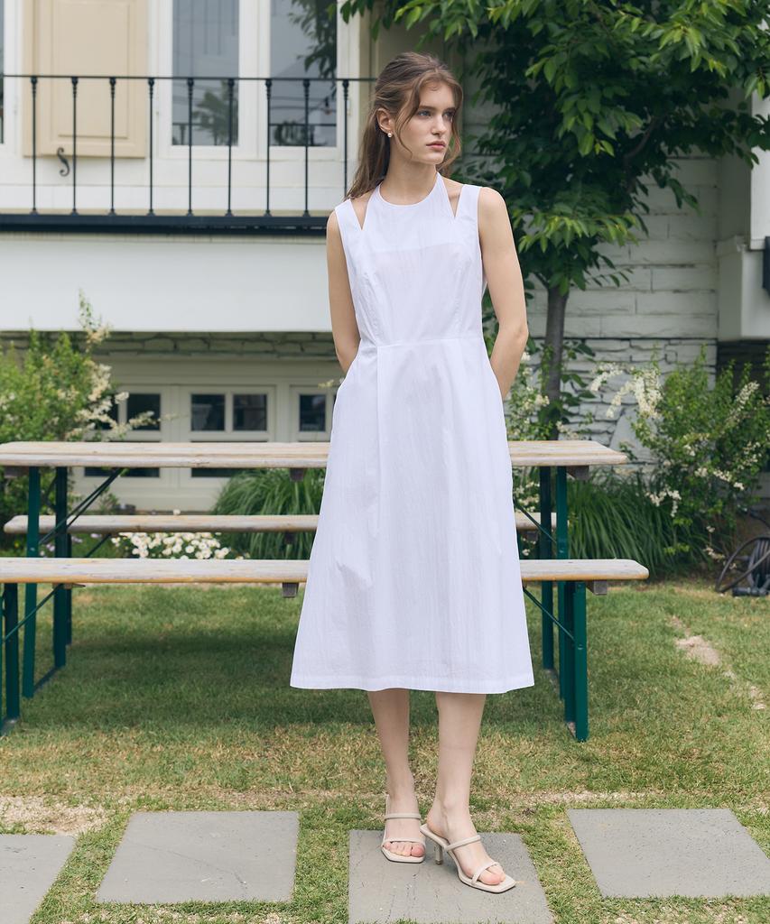 PAUL&ALICE Halter-Neck Midi Dress / White