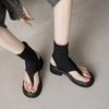New women's platform sandals casual black large size shoes summer sandals sleeve one pedal women's cool boots round head