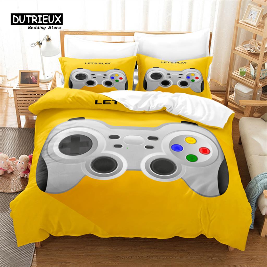 Cartoon Game Machine Bedding Set, 3Pcs Duvet Cover Set, Soft Comfortable Breathable Duvet Cover, For Bedroom Guest Room Decor