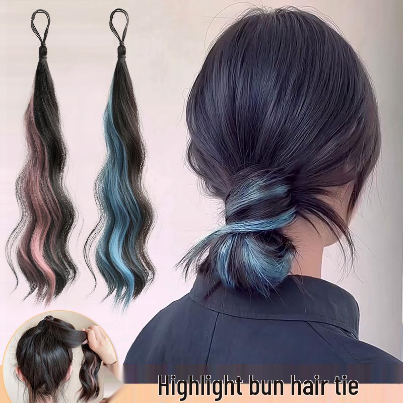 

Dyed Hair Strand Self-Wrap Bun for Updos – Fluffy Hair Tie & Rope Hair Accessory