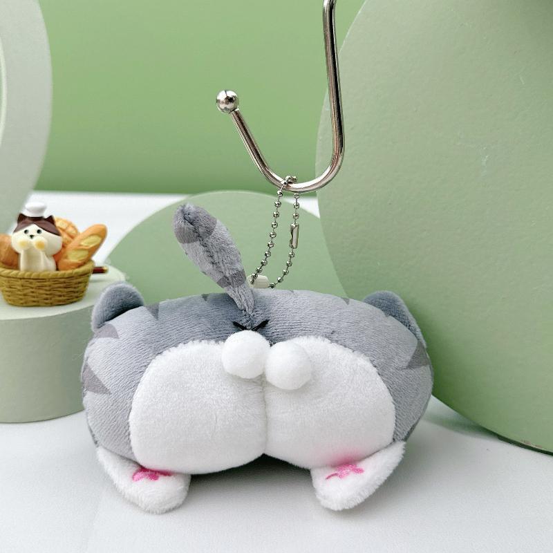 Kawaii Cat Dog Buttocks Plush Keychain Cute Soft Animal Backpack Pendant Lovely Soft Fidget Toy Reduce Stress Doll Birthday Gift