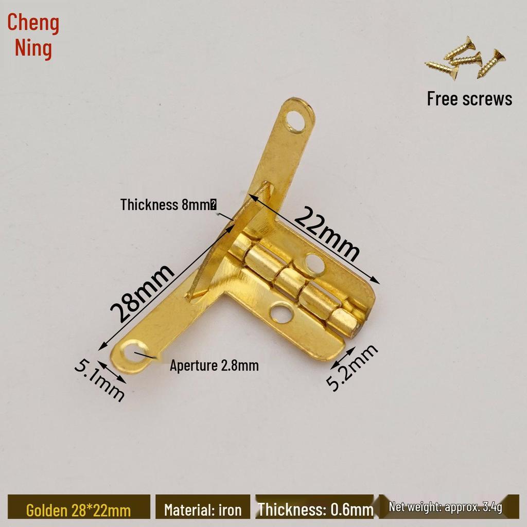 Retro Wooden Box Seven-Character 90° Iron Hinge - Small Leaf Hinge for Airplane-Style Hardware