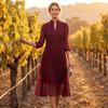 Women's Fashion Elegant Chiffon Dress with Inner Lining Flowy Midi Length Half Sleeve Casual Office Wear