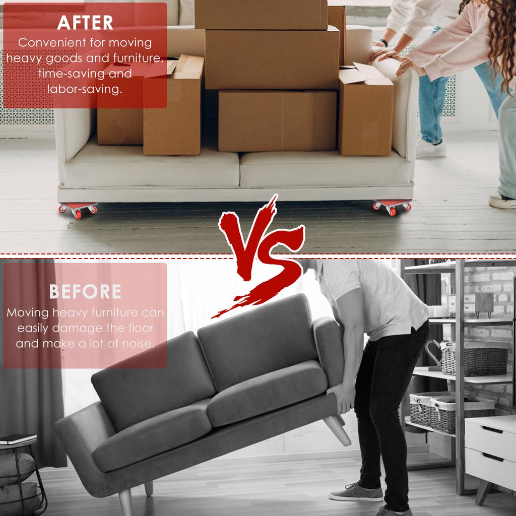 Furniture Dolly 4 Wheels Heavy Duty Furniture Mover with 360° Rotating Wheels Furniture Lifter for Moving Furniture Appliances