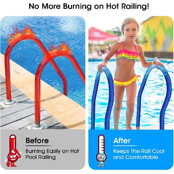 Pool Handrail Cover, Rail Grip for Swimming Pool Hand Railing Covers with Zipper, 4 Feet Slip Resistant Safety Grip Sleeve for Swimming Pool Inground