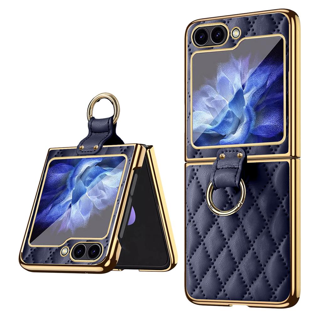 For Samsung Galaxy Z Flip7 FE 5G/Z Flip6 5G Case Rhombus Grid Phone Cover with Tempered Glass Film