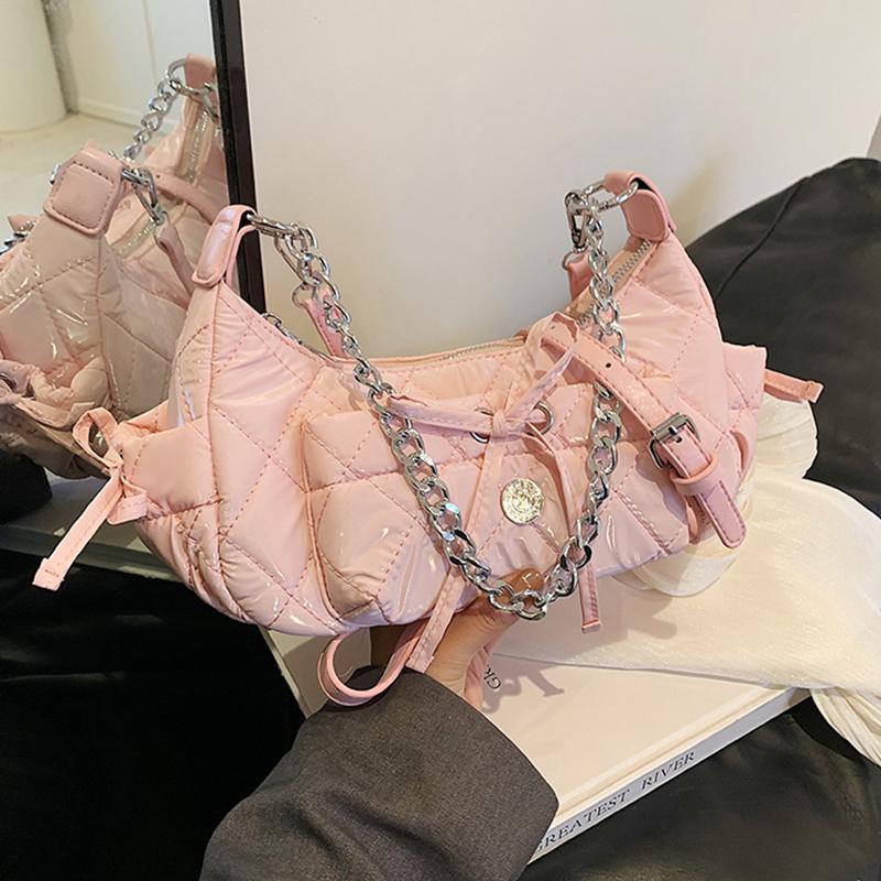 

Yogodlns Роскошный кошелек на цепочке с бантом и регулируемым ремешком Модная сумка через плечо Сумка из искусственной кожи под мышками Женские сумки на плечо